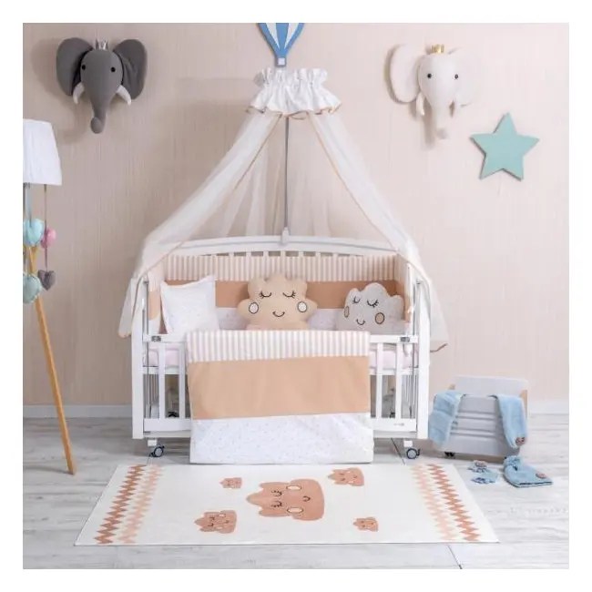 Set Lenjerie MyKids 11 Piese VP 334 FIGURES Bej 120x60 cm + Covoras Mykids Carpet VP05 160x100 cm 00081949