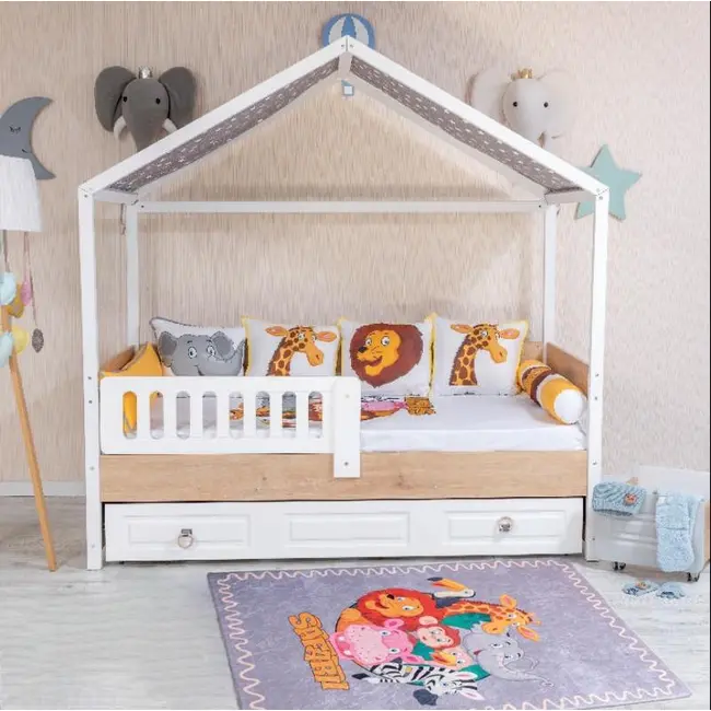 Set Lenjerie MyKids Montessori 8 Piese PS110 95x195 cm +  Covoras Mykids Carpet VP26 160x100 cm 00081953