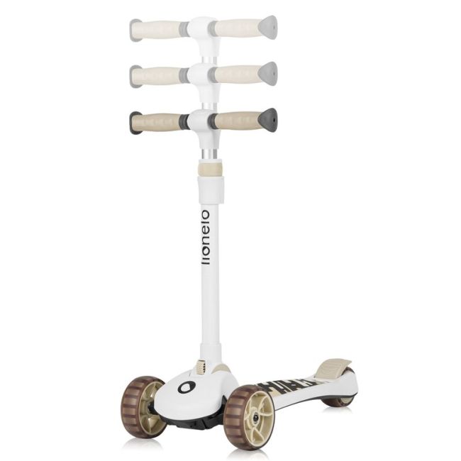 Trotineta, Lionelo, Franky, Multifunctionala, Pliabila, Pana la 50 kg, Bicicleta cu 3 roti si trotineta de echilibru, Ghidon reglabil, Sezut detasabil, Roti cu LED, Conform cu EN71, EN62115, 12 luni+, Bej BYNLO-FRANKY_BEIGE