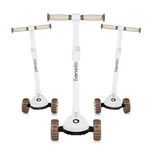 Trotineta, Lionelo, Franky, Multifunctionala, Pliabila, Pana la 50 kg, Bicicleta cu 3 roti si trotineta de echilibru, Ghidon reglabil, Sezut detasabil, Roti cu LED, Conform cu EN71, EN62115, 12 luni+, Bej BYNLO-FRANKY_BEIGE
