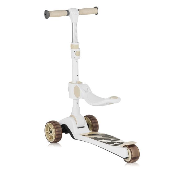 Trotineta, Lionelo, Franky, Multifunctionala, Pliabila, Pana la 50 kg, Bicicleta cu 3 roti si trotineta de echilibru, Ghidon reglabil, Sezut detasabil, Roti cu LED, Conform cu EN71, EN62115, 12 luni+, Bej BYNLO-FRANKY_BEIGE