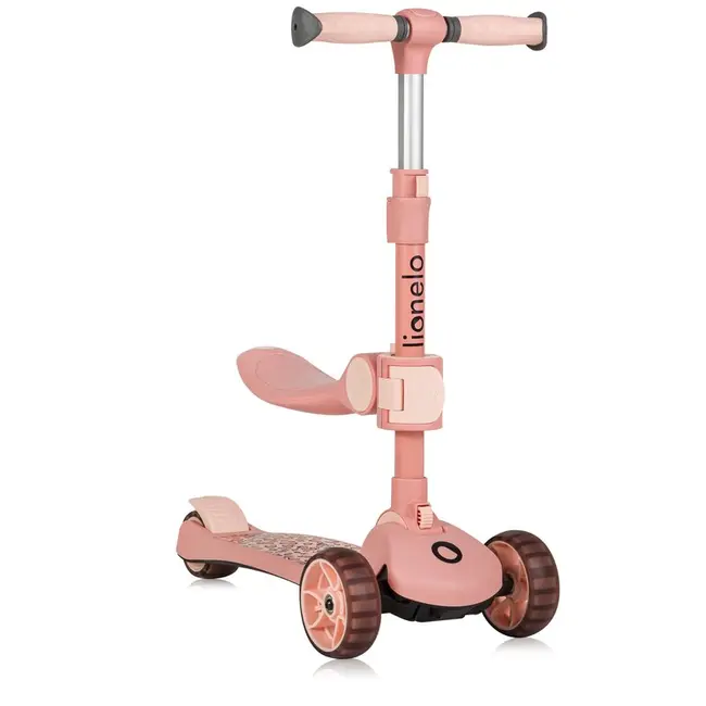 Trotineta, Lionelo, Franky, Multifunctionala, Pliabila, Pana la 50 kg, Bicicleta cu 3 roti si trotineta de echilibru, Ghidon reglabil, Sezut detasabil, Roti cu LED, Conform cu EN71, EN62115, 12 luni+, Roz BYNLO-FRANKY_PINK_ROSE