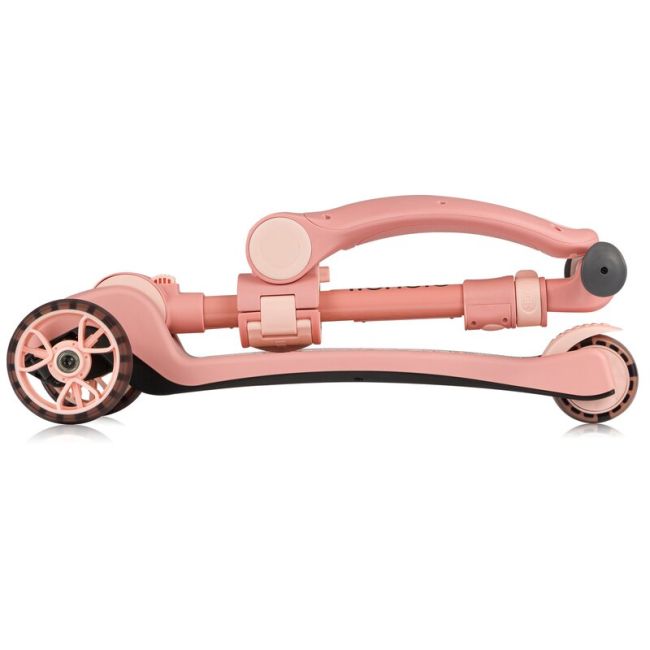 Trotineta, Lionelo, Franky, Multifunctionala, Pliabila, Pana la 50 kg, Bicicleta cu 3 roti si trotineta de echilibru, Ghidon reglabil, Sezut detasabil, Roti cu LED, Conform cu EN71, EN62115, 12 luni+, Roz BYNLO-FRANKY_PINK_ROSE