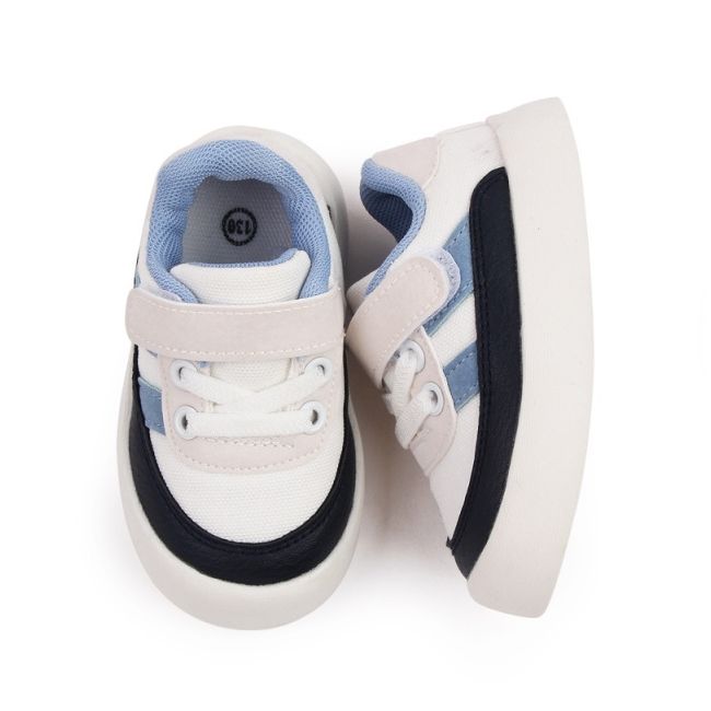 Adidasi albi cu insertii bleu si bleumarine chmy22-7-2-c