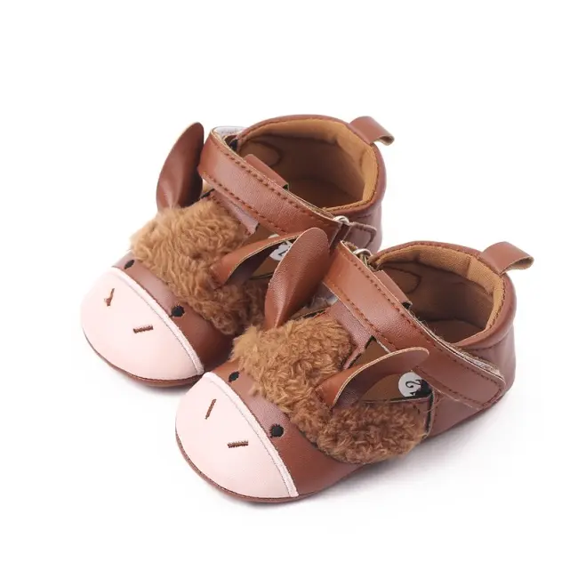Pantofi maro cu design de animalut pentru fetite csbh2231-va3