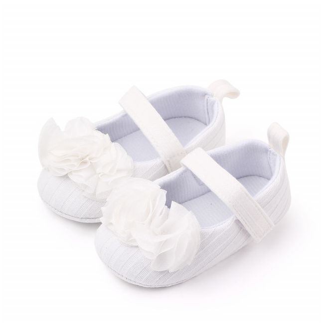 Pantofiori albi cu floricele din tulle aplicate add2429-5-p01