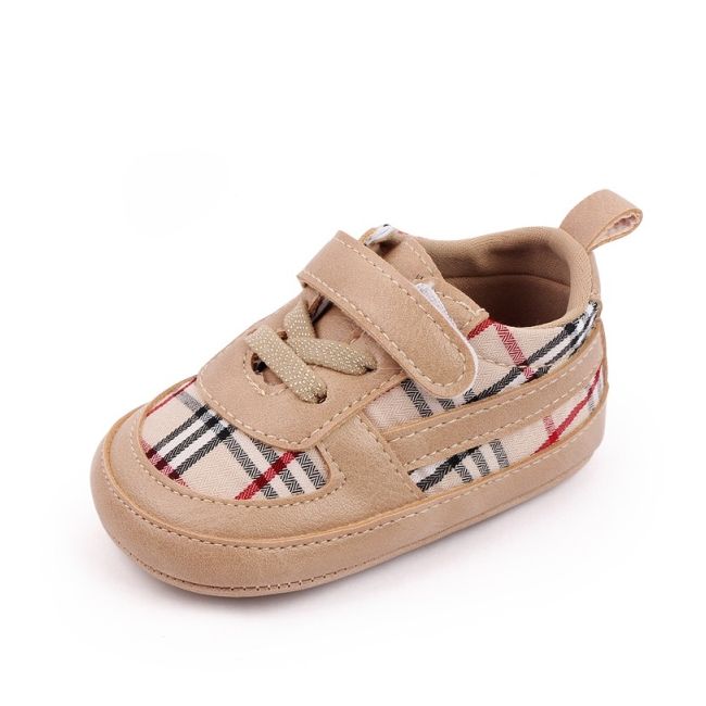 Pantofiori crem in carouri pentru baietei - lala chd2772-3-va2