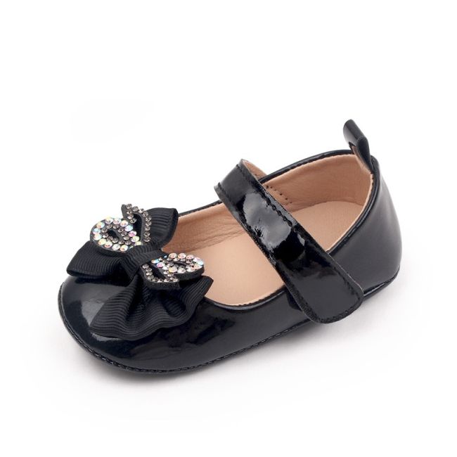 Pantofiori cu fundita cu strasuri, negri, din lac csbb3029-1-va1