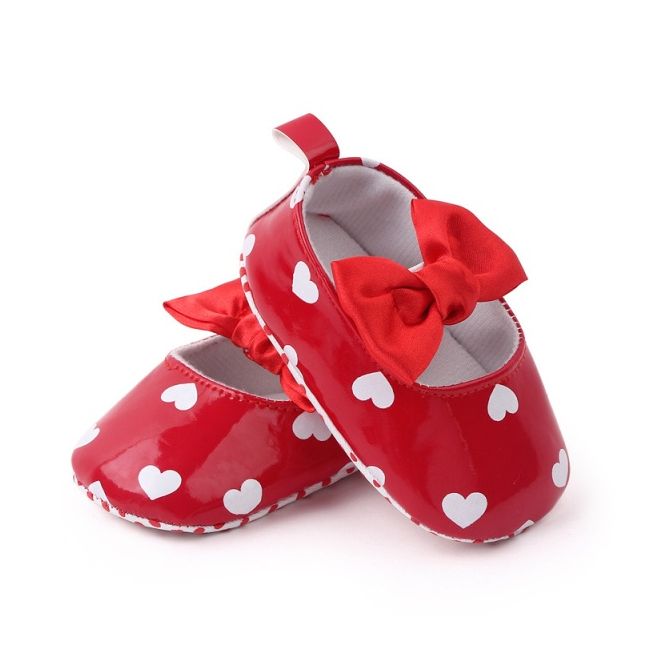 Pantofiori rosii cu inimioare si fundita chby2280-2-va3