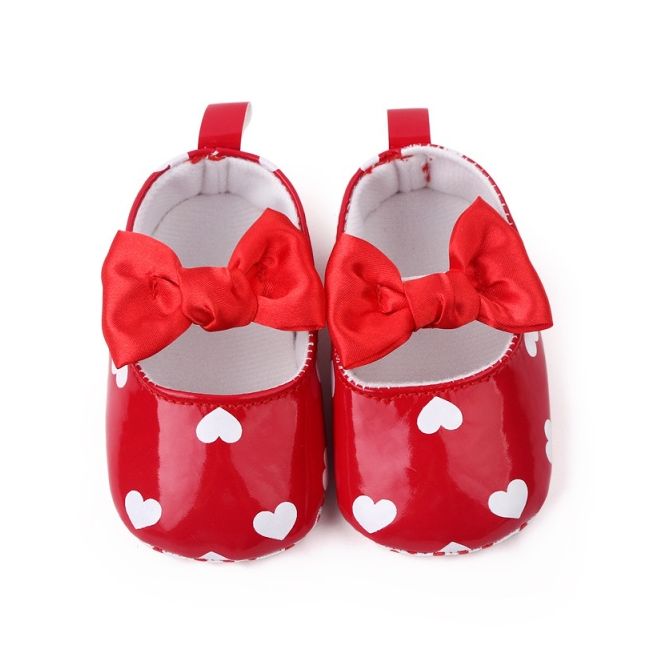Pantofiori rosii cu inimioare si fundita chby2280-2-va3