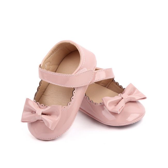 Pantofiori roz din lac cu margini dantelate mbd2787-2-p22