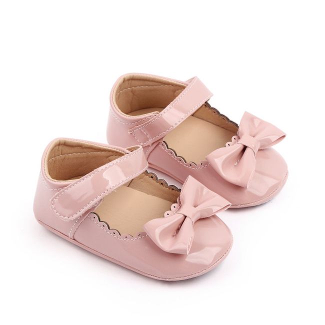 Pantofiori roz din lac cu margini dantelate mbd2787-2-p22