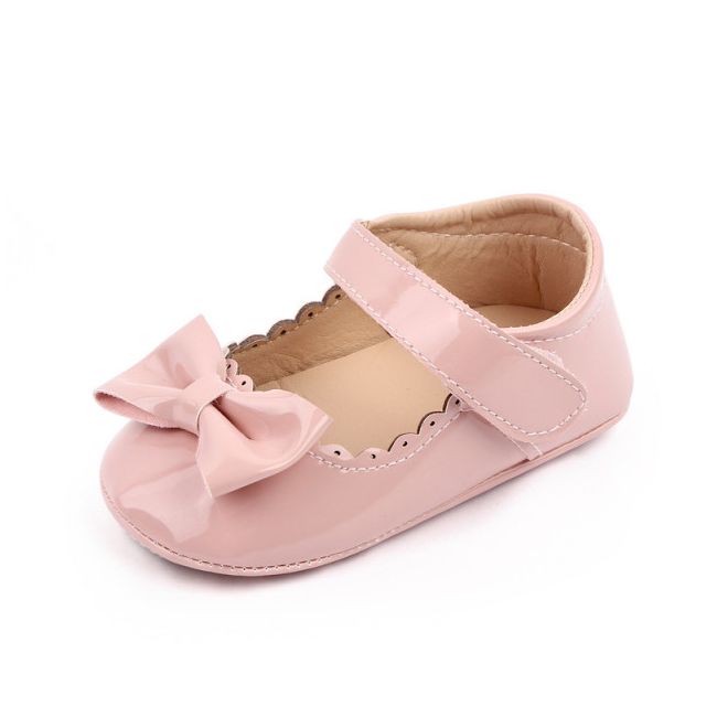 Pantofiori roz din lac cu margini dantelate mbd2787-2-p22