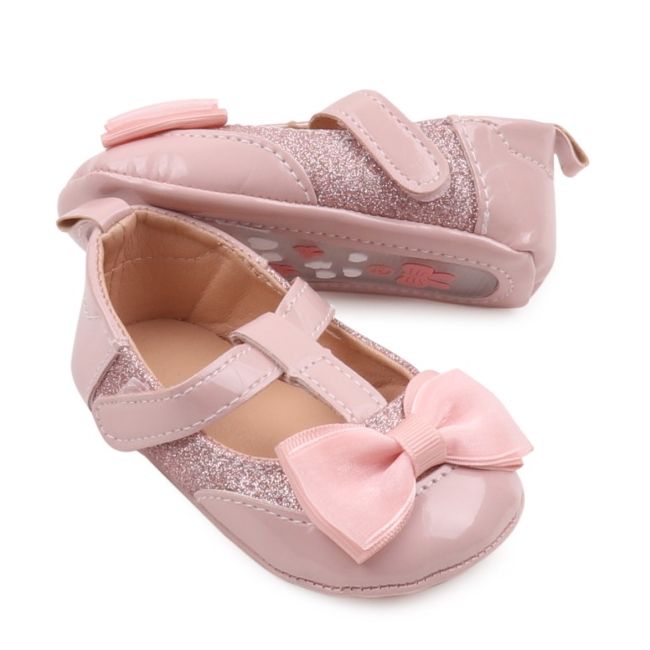 Pantofiori roz pudra din lac cu fundita - lola csbbw3094-3-va1