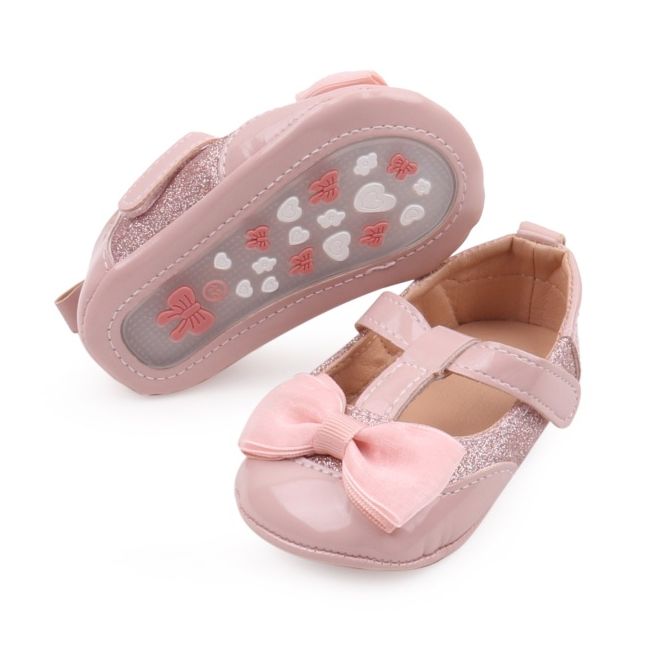 Pantofiori roz pudra din lac cu fundita - lola csbbw3094-3-va1