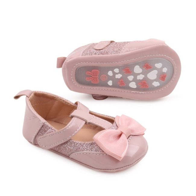 Pantofiori roz pudra din lac cu fundita - lola csbbw3094-3-va1