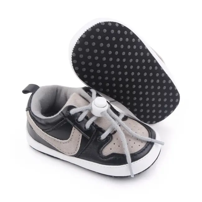 Pantofiori sport pentru bebelusi, gri cu negru chd2660-1-va3