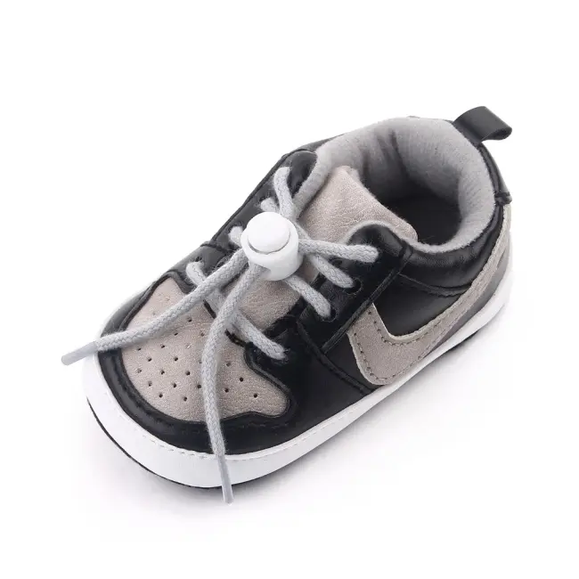 Pantofiori sport pentru bebelusi, gri cu negru chd2660-1-va3