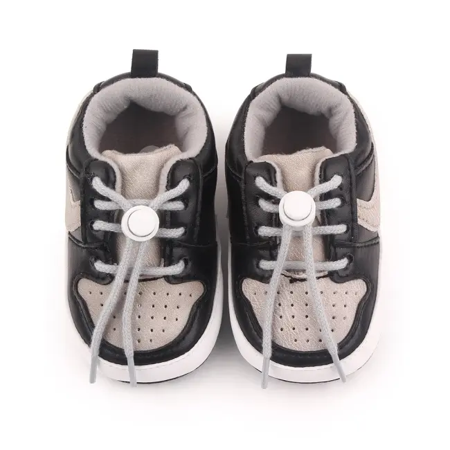 Pantofiori sport pentru bebelusi, gri cu negru chd2660-1-va3