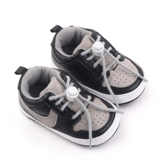 Pantofiori sport pentru bebelusi, gri cu negru chd2660-1-va3