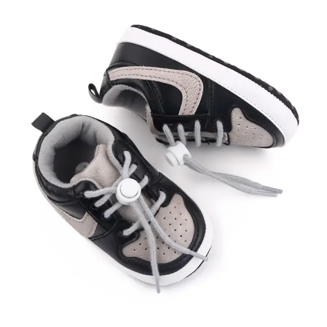 Pantofiori sport pentru bebelusi, gri cu negru chd2660-1-va3