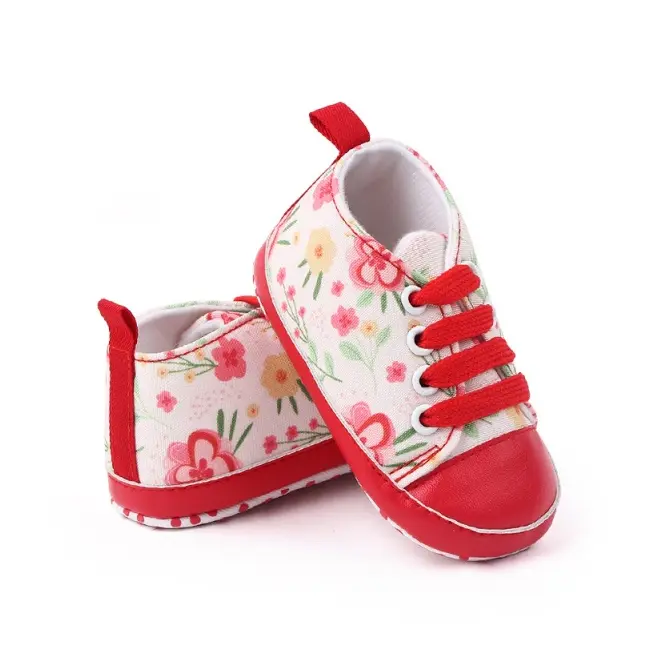 Tenisi albi cu floricele corai chby2278-2-va2