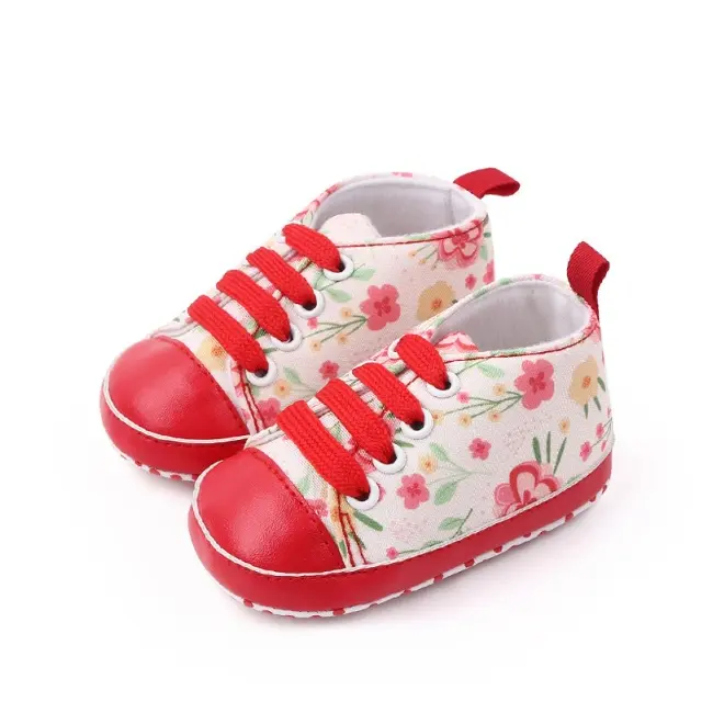 Tenisi albi cu floricele corai chby2278-2-va2