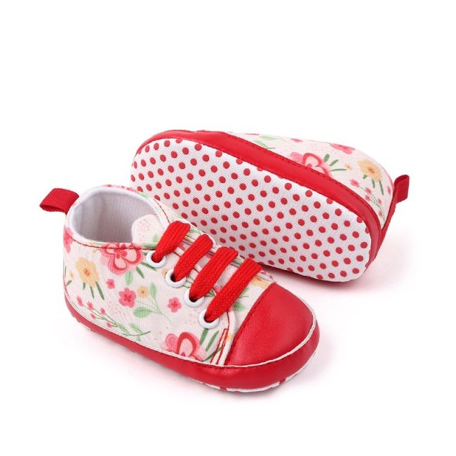 Tenisi albi cu floricele corai chby2278-2-va2