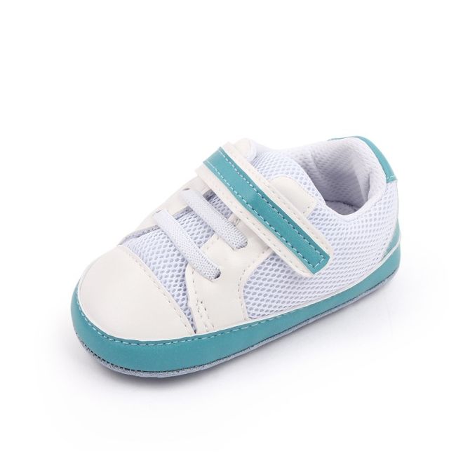 Adidasi sport pentru bebelusi albi cu insertii turcoaz chd2800-1-va4