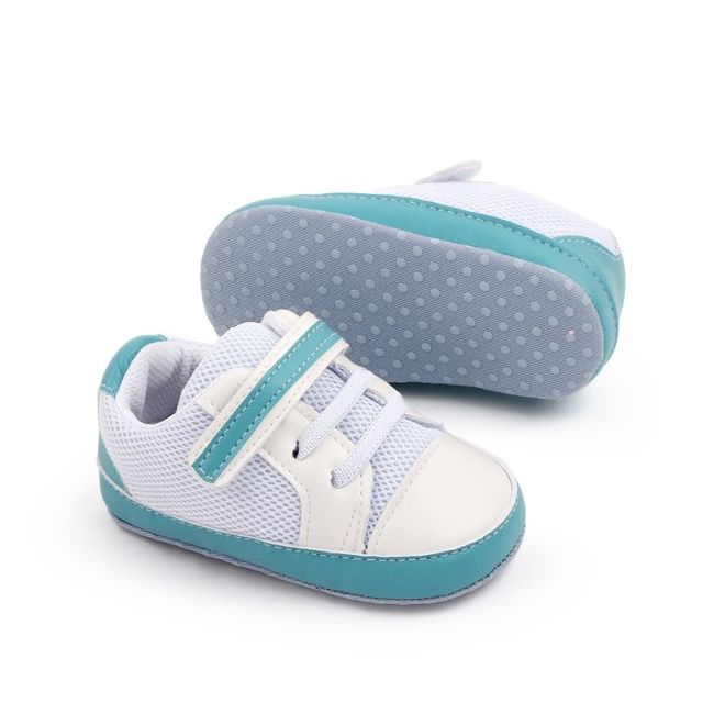Adidasi sport pentru bebelusi albi cu insertii turcoaz chd2800-1-va4