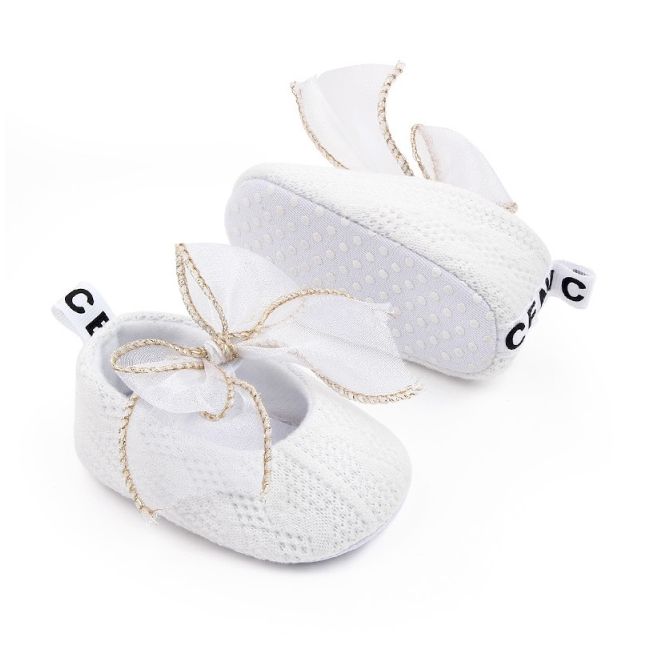 Pantofiori albi cu fundite din organza chd2758-3-va4