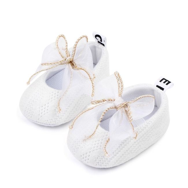 Pantofiori albi cu fundite din organza chd2758-3-va4