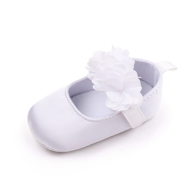 Pantofiori albi satinati cu floricele inserate csbhx3061-2-va5