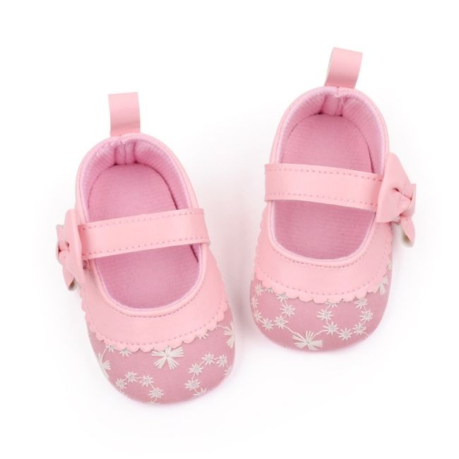 Pantofiori bebelusi roz cu fundita si broderie csbjz3239-2-va5