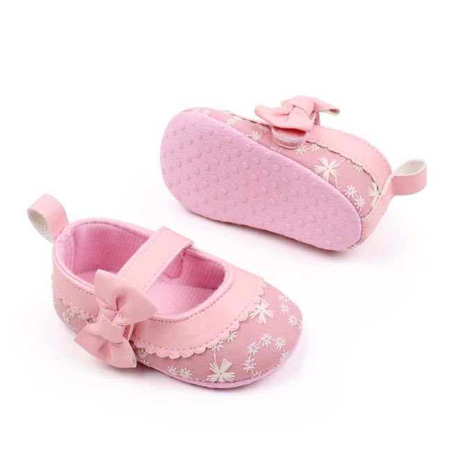 Pantofiori bebelusi roz cu fundita si broderie csbjz3239-2-va5