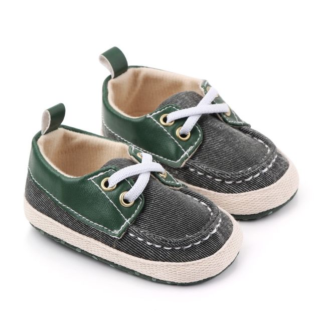 Pantofiori din blugi gri petrol cu insertii verzi chd2408-1-va4