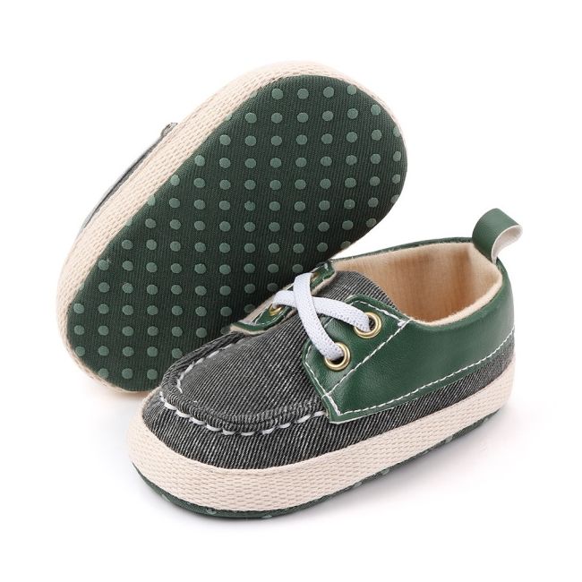 Pantofiori din blugi gri petrol cu insertii verzi chd2408-1-va4