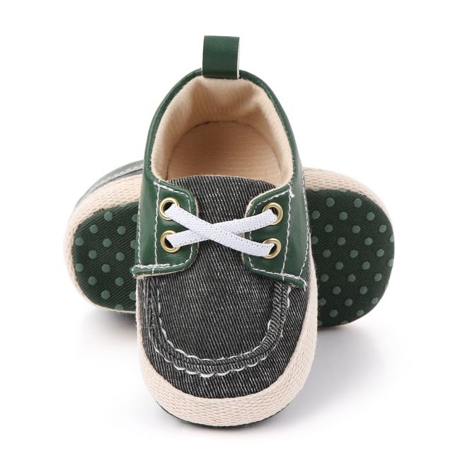 Pantofiori din blugi gri petrol cu insertii verzi chd2408-1-va4