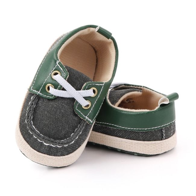 Pantofiori din blugi gri petrol cu insertii verzi chd2408-1-va4