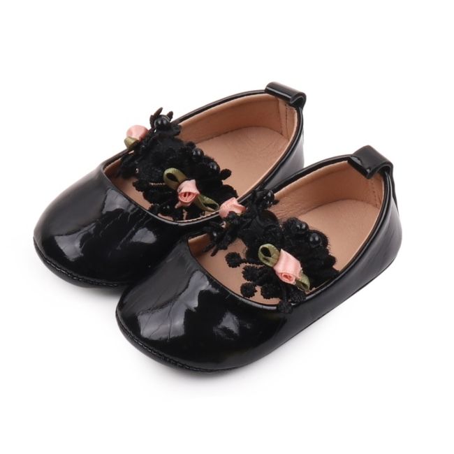 Pantofiori eleganti negrii cu trandafirasi roz csbbw3099-1-va5