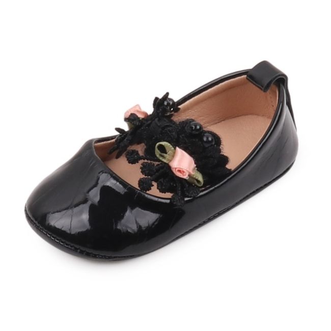 Pantofiori eleganti negrii cu trandafirasi roz csbbw3099-1-va5