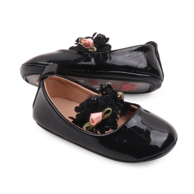 Pantofiori eleganti negrii cu trandafirasi roz csbbw3099-1-va5