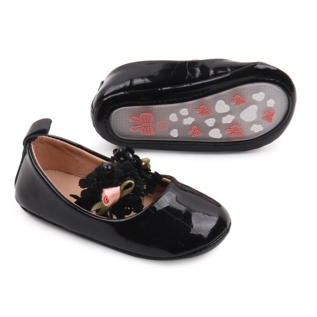 Pantofiori eleganti negrii cu trandafirasi roz csbbw3099-1-va5