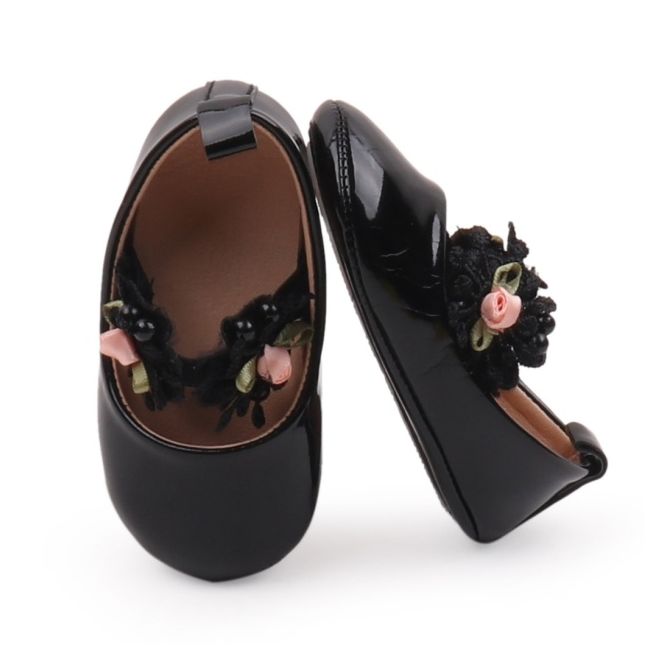 Pantofiori eleganti negrii cu trandafirasi roz csbbw3099-1-va5