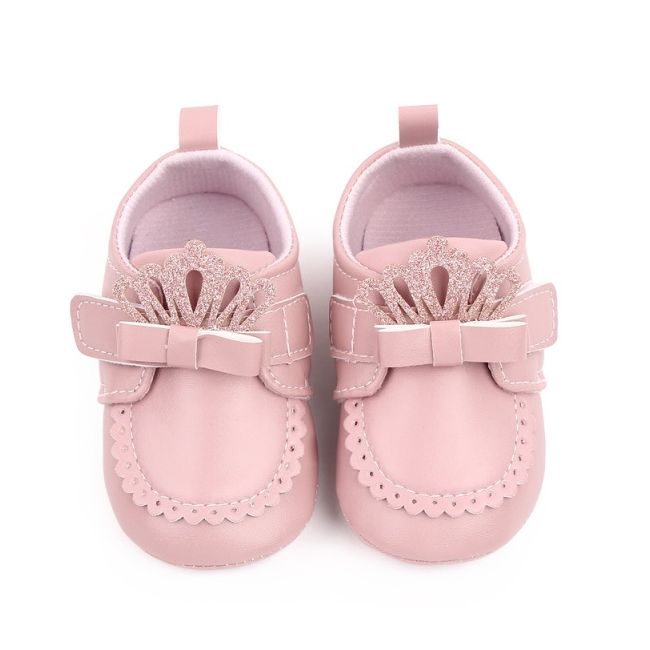 Pantofiori roz pudra cu fundita si coronita chd2789-3-va4