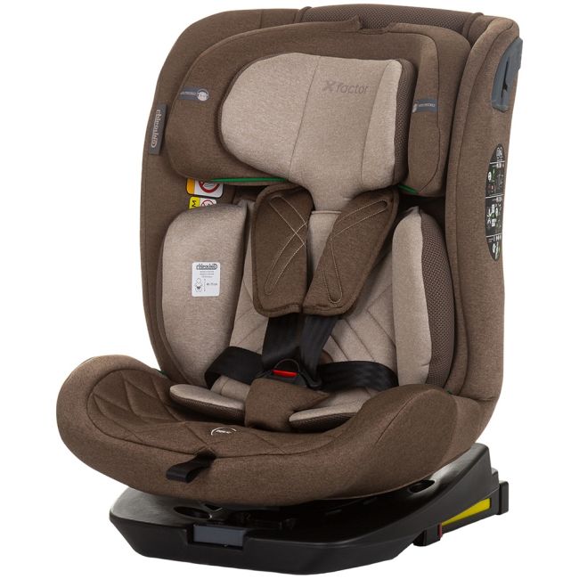 Scaun auto chipolino x factor i-size 40-150 cm macadamia cu sistem isofix hubstkxf0244ma