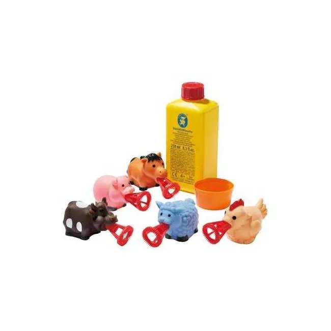 Set baloane de sapun Bubbelix 5 figurine vesele Mini Pustefix Bubble Toys STPX55739 BBJSTPX55739_Animale ferma