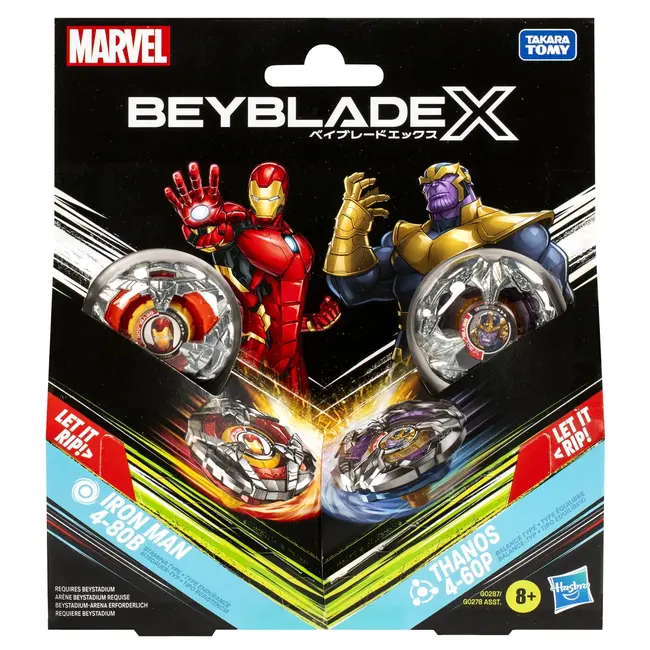 BEYBLADE X MARVEL SET DUO IRON MAN 4-80B SI THANOS 4-60P VIVG0278_G0287