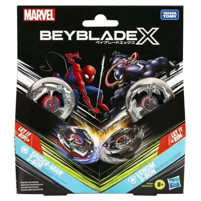 BEYBLADE X MARVEL SET DUO SPIDER MAN 3-60F SI VENOM 3-80N VIVG0278_G0288