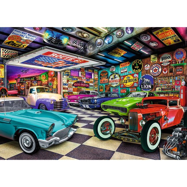 PUZZLE TREFL 1000 PREMIUM PLUS TEA TIME GARAJUL COLECTIONARULUI DE MASINI VIV10845